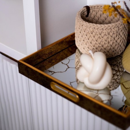 Plastic rectangular tray with the mirror "Patterns", 37 x 37 x 4.5 cm Soldier-15