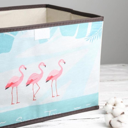 Stellyer box for storage with a flamingos lid, 38 × 25 × 24 cm-3