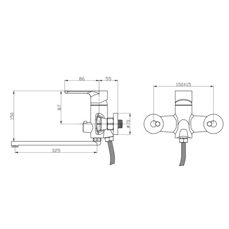 Bath mixer RMS SL133-006E, single-leaf, with shower, rotary surveillance, chrome 434148-5