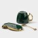 Tea couple ceramic "Livona", 3 objects: a cup of 200 ml, a saucer d = 14 cm, spoon, emerald color