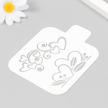 Plastic stencil "hearts" 9x9 cm-1