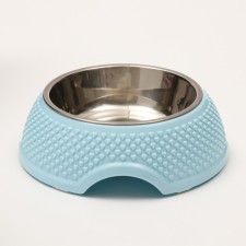 Metal bowl on a plastic base 400 ml, 18.5 x 18.5 x 6 cm, blue
