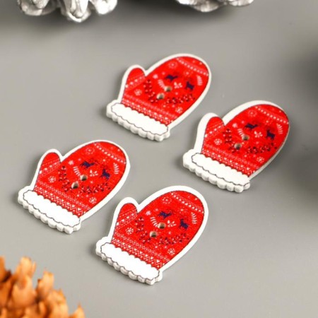 A set of buttons of decorative wood "mittens" set 10 pcs 2.6x1.9 cm-1