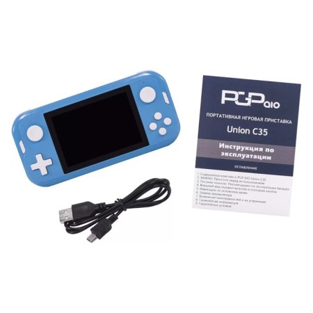 Game console PGP AIO Union C35b, Mini USB Cable, 64 bits, 4000 games, blue-1