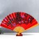 Fan bamboo, textile h = 50 cm "sakura with birds" red