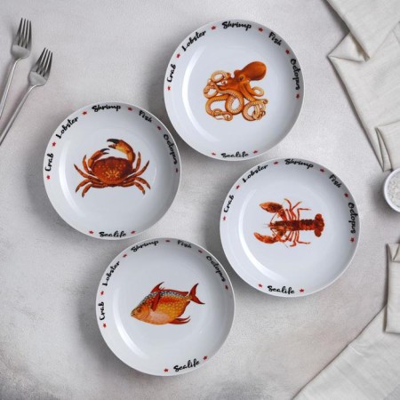 Porcelain Porcelain deep Sealife, 600 ml, D = 20 cm, MIX drawing-5