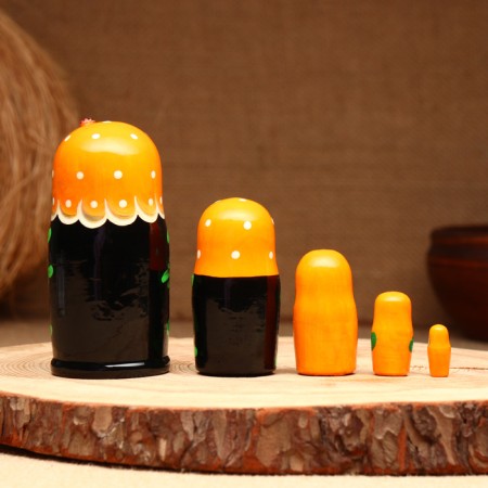 Matryoshka 5-doll "festive orange" with God's cow 10-11 cm-1
