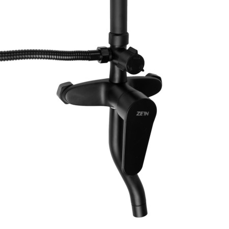 The shower system Zein Z3862, mixer, tropical and hand watering can, shelf, brass, black-12