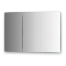 Mirror tiles with fake 10 mm, - set 6 pcs square 25 x 25 cm, silver EvoForm