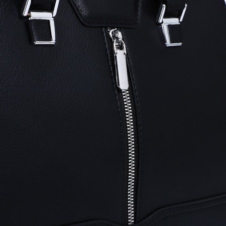 Lightning tout bag, external pocket, long belt, black color-3