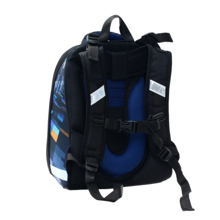 School backpack 38 x 30 x 16 cm, ergonomic back, stavia "quest", multicolor/blue-1