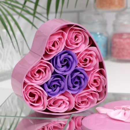 Soap roses, purple and pink, set of 11 pcs.-5