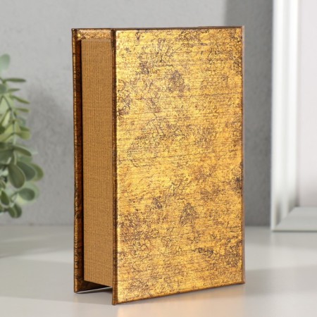 Broke-book wood, leatherette "Time flies unnoticed" embossing, under metal 16.5x11.2x5 cm-3