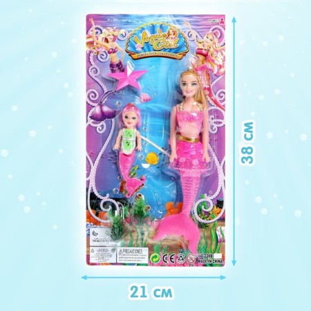 Nelly mermaid doll with baby and accessories, mix-5