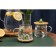 Glass mug with a wooden lid "Avocado", 350 ml, Mix drawing