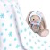 Lothel -based velor flap, white with blue snowflakes, 100*180 cm