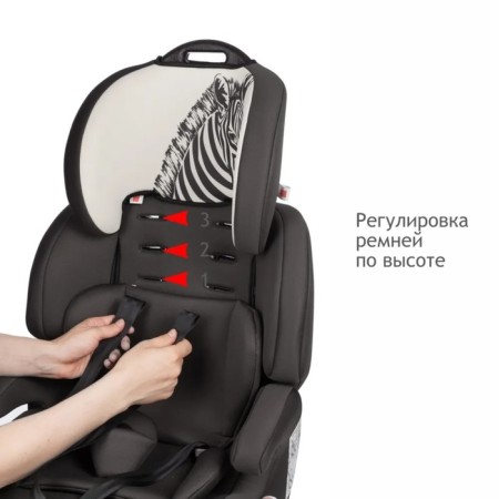 Car seats Siger "Star", ISOFIX LUX, group 1/2/3, zebra gray, beige-2