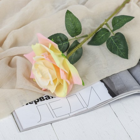 Artificial flowers "Rose Grand Prix at" 7x46 cm, cream