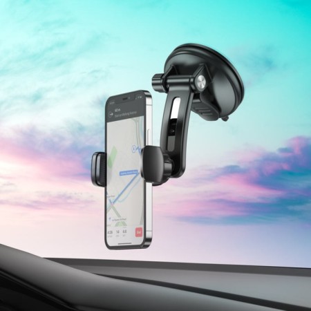 Hoco CA111 car holder, for 4.5-7 inches, suction cup, gray-9