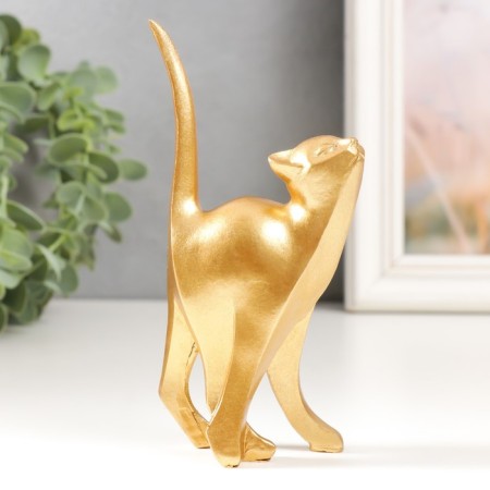 Souvenir Polystone "Golden Cat" 3.4x6x13 cm