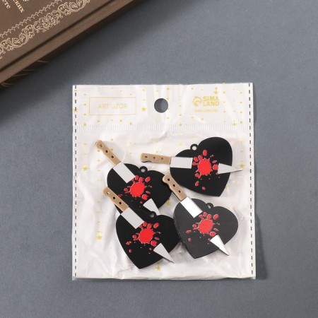 Decor for the work of acrylic mirror "knife in the heart" 5.5x3.2x0.4 cm-3