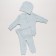 Knitted set (jumper, trousers, hat), blue color, height 74 cm