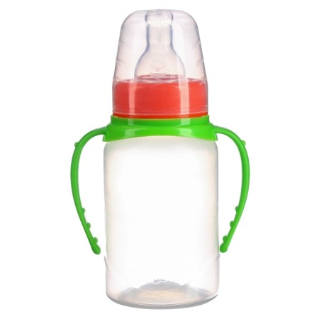 A bottle for feeding, a classic throat, 150 ml., From 0 months, cylinder, with handles, mix color-6
