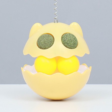 Nevali toy with cat mint and feather, 9.5 cm, yellow-2