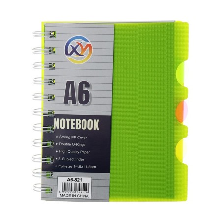 Notepad on the crest A6, 100 sheets, line, plastic cover, with neon divisors, mix-3