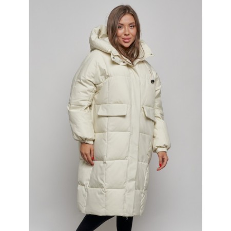 Coat insulated winter female, size 50, beige color-8