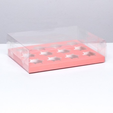 Box for 12 cupcakes, pink 34.7 × 26.3 × 10 cm