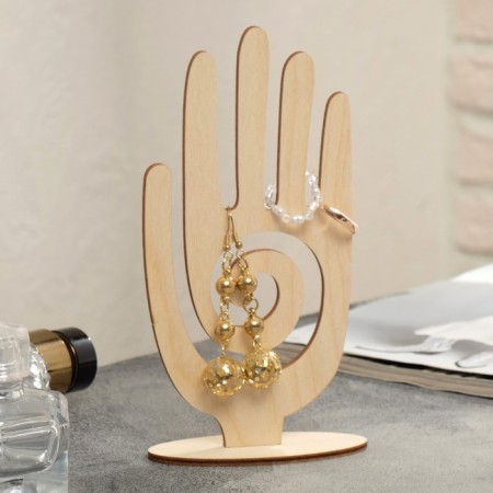 Stand for jewelry "Hand" 8.5 × 3 × 17 cm, thickness 3 mm, beige color-1
