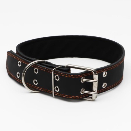 Leather collar on synthetic winterizer, 82 x 4.5 cm, Osh 50-70 cm, black-1