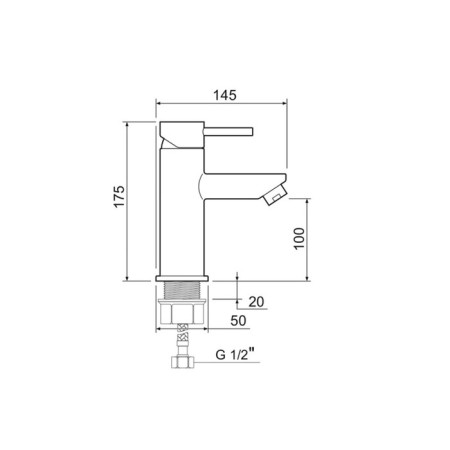 Sink mixer "RMS" SUS124BL-001F, single-leaf, stainless steel, black-1