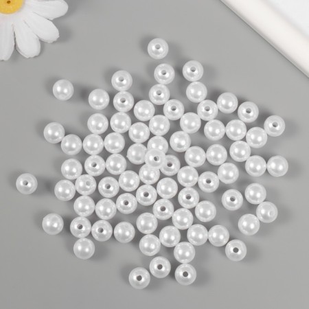 A set of beads "Pearls" d 10 mm, 250 grams, snow -white