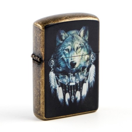 Electronic lighter "wolf spirit", from USB, arc, black, in the bag