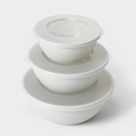 A set of bowls with a lid Helsinki, 3 pcs: 1 l, 2 l, 3 l, color ashen pearls-2