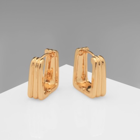 Earrings Metal "Chord" stripes, color gold