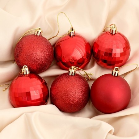 Set of balls plastic D-6 cm, 20 pcs Tomiris Red Red