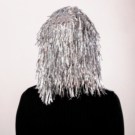 Carnival wig "Rain", 35 cm, silver color-1