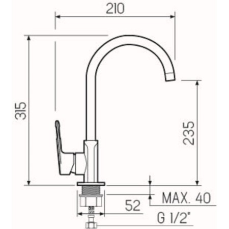 Kitchen mixer "RMS" SL134-017F, single-leaf, cartridge 35 mm, brass, chrome-4