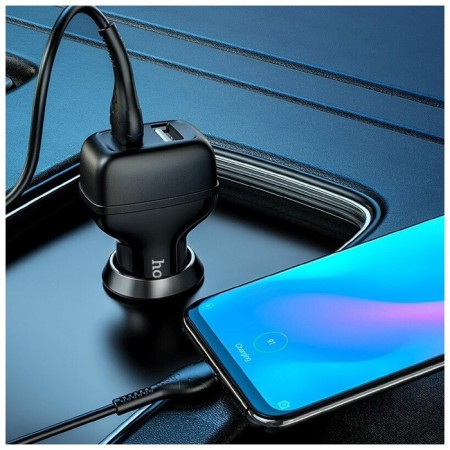 Hoco Z36, 2 USB car charger - 2.4 A, Type -C cable, 1 m, black-4