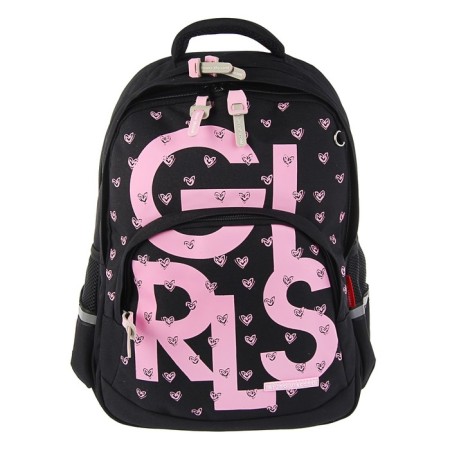 School backpack Bruno VisConti, 40 x 30 x 16 cm, ergonomic back, Girls, black