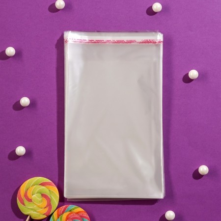 BOPP package with adhesive valve, transparent 14 x 20/4 cm, 25 μm-6