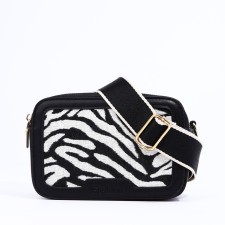 Bag Cross-Bodi with a zipper, black/white color