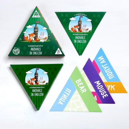 Board game "Animals in English", 36 cards, 7+-1