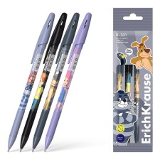 A set of ballpoint pens 4 pieces Erichkrause R-301 Stick & Grip 