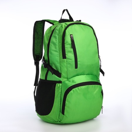 Folding backpack on lightning from textiles, 5 pockets, green color-2