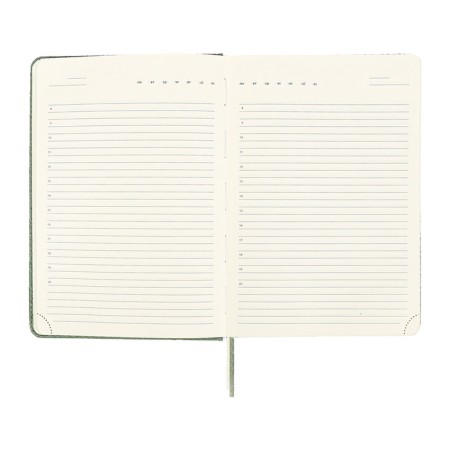 Delicidal of a non -combined A5 136 sheets, leatherette Devente. Clair, solid cover with foam rubber, perforation, liesse, block 70, green-9