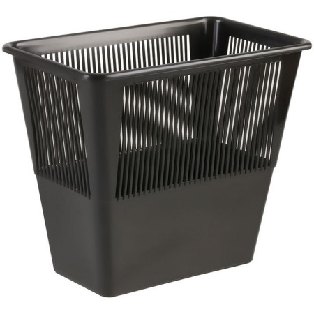 Basket for paper and garbage, 12 liters, plastic, mesh, rectangular, black-3